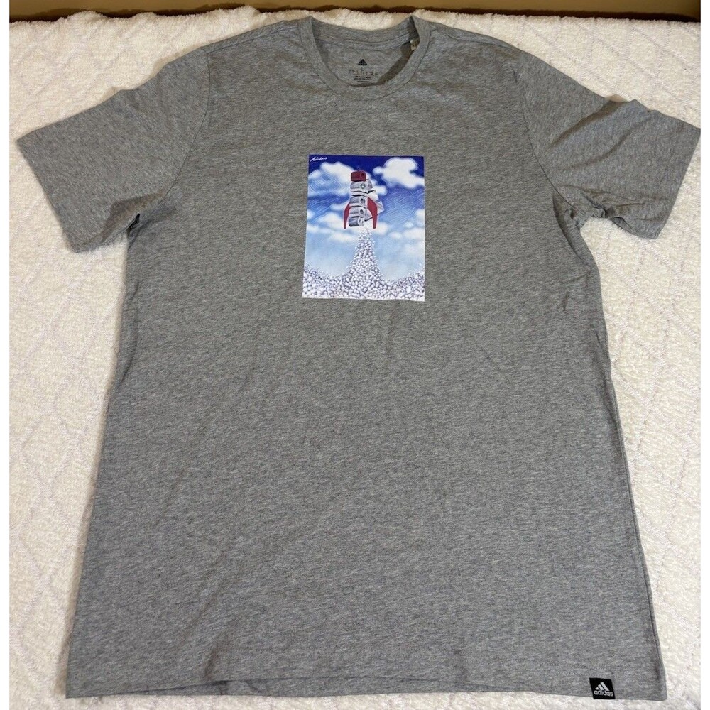 New Adidas Boost Rocket Adidas Logo Grey Shirt Men Size Large